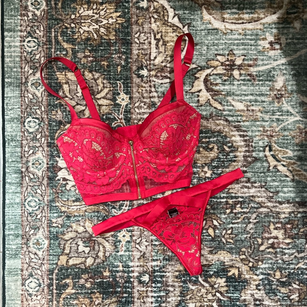 NWOT Victoria Secret Red Lacy Lingerie Set